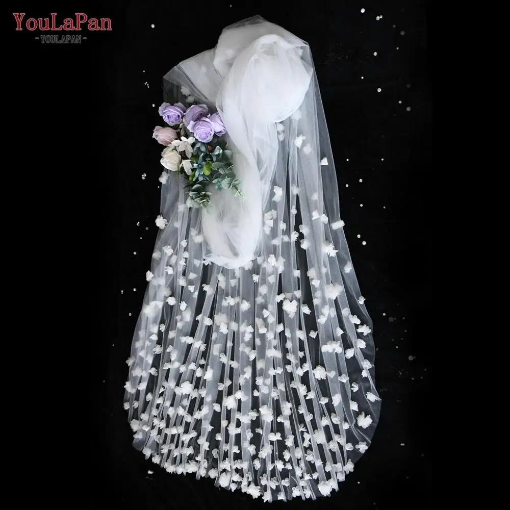 

YouLaPan V20 3 Metre Long Cathedral Wedding Veil with Flowers 2020 Beautiful Long Wedding Veil with Comb Luxury Wedding Veils