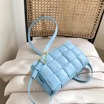 

MANLEGU Ladies Leather Crossbody Bags For Women Popular Weaving Luxury Handbags Women Bags Designer Shoulder Bags Ladies Totes