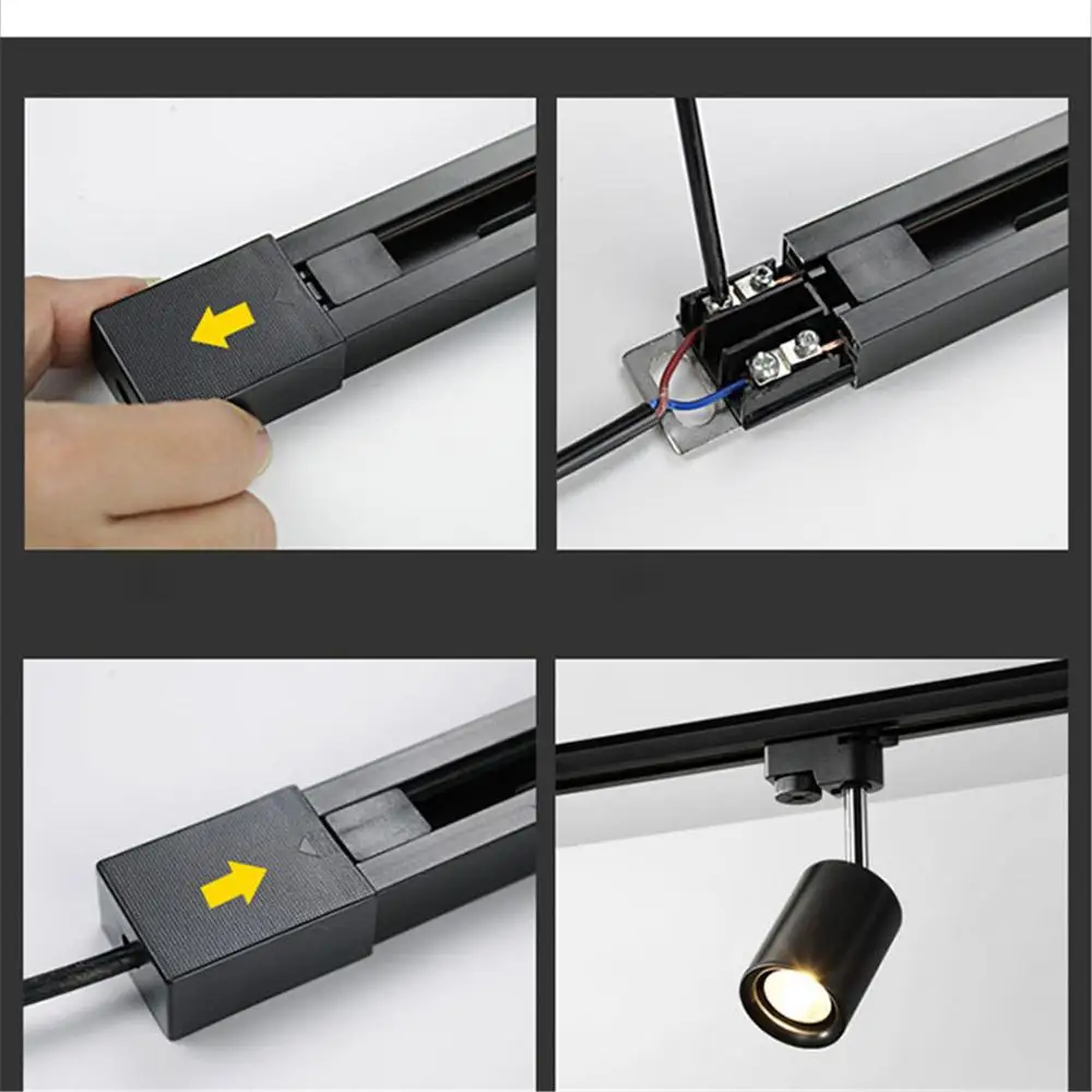 Black White 0.5m 50cm Track for Track Light 2 Wire Rail for Track Lamp L T Universal Power Docking Track Jointer Connector 5