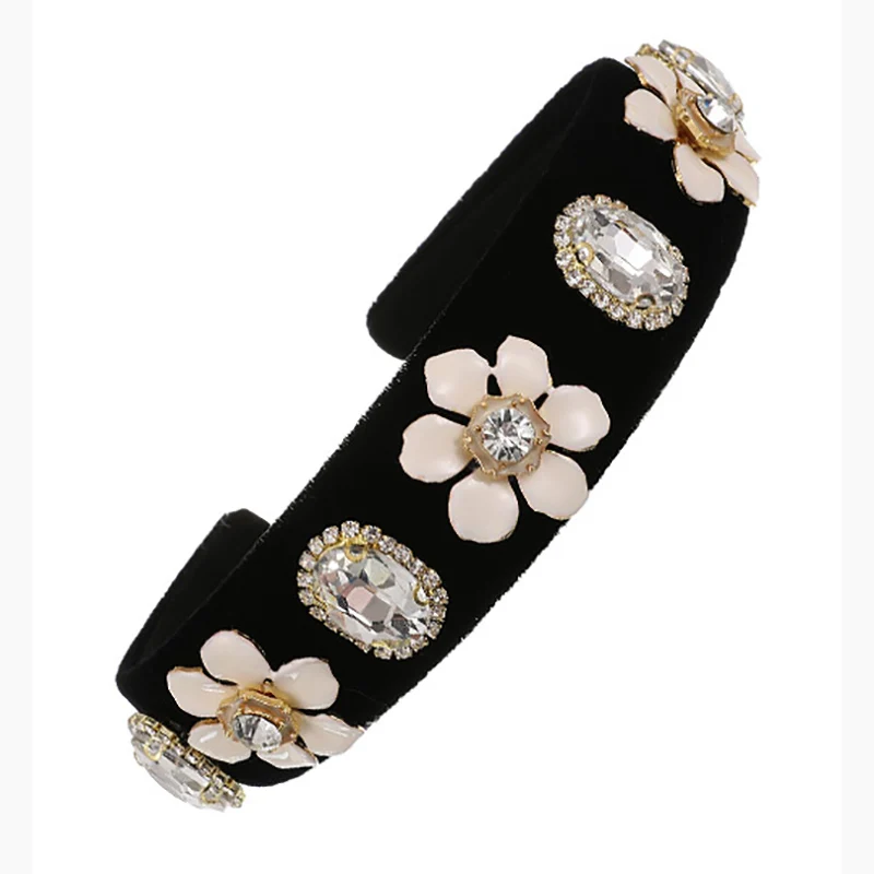 

ZHINI Bohemia Handmade Floral Headband Flower Hairhead Accessories Women Luxury Charming Colorful Crystal Statement Headband