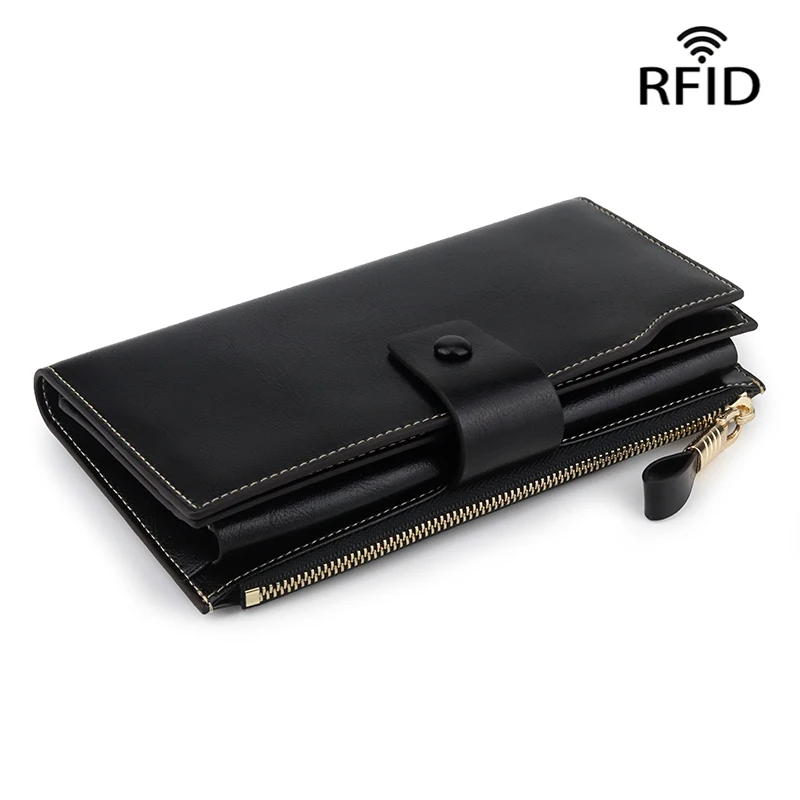 

COMFORSKIN New Design RFID Men Wallet Split Leather Women Wallet With Coin Bag Long RFID Cell Phone Pocket Large Capacity Purse