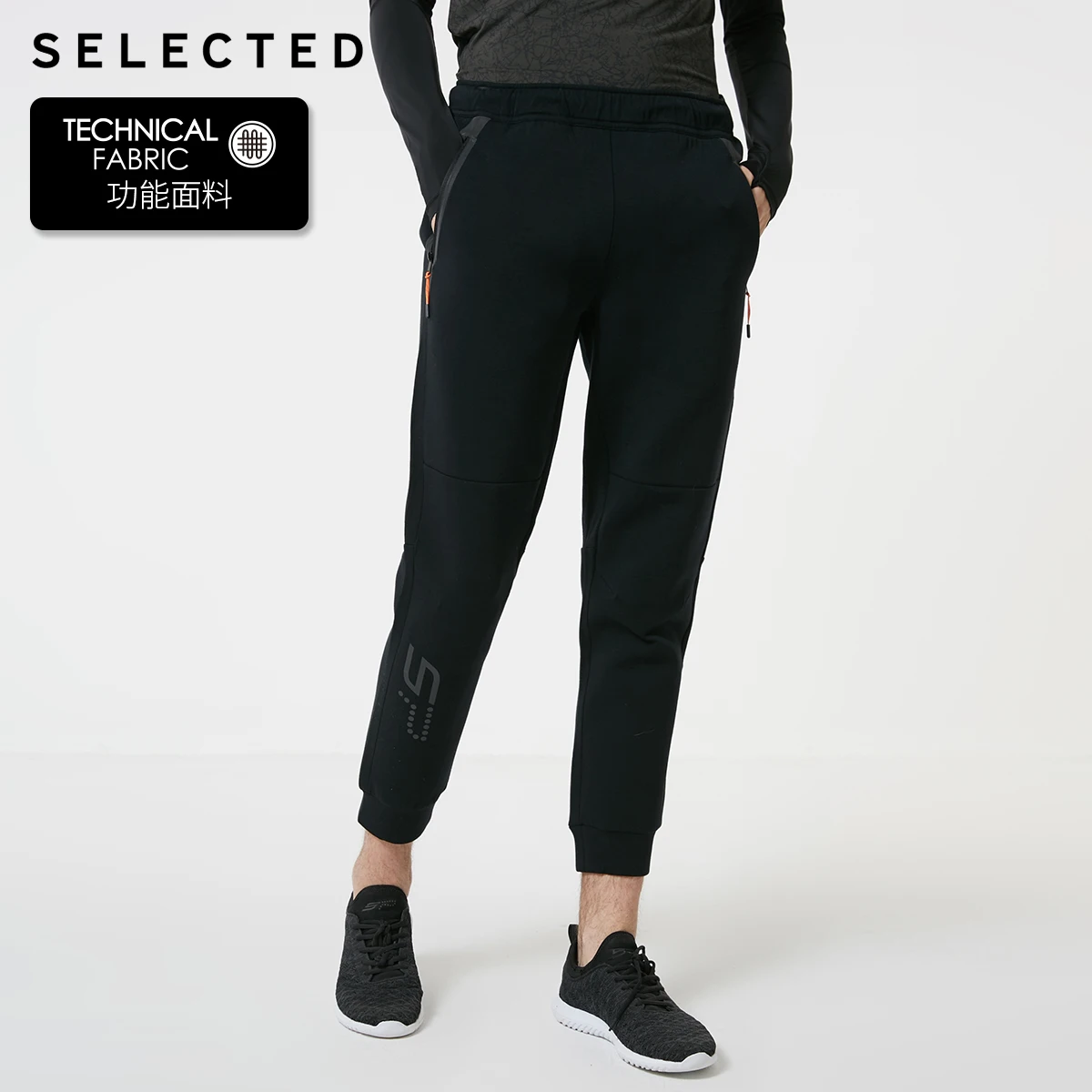 Отборные мужские осенние легкие Стрейчевые хлопковые спортивные штаны с лодыжками S P | 419114566 - Цвет: BLACK