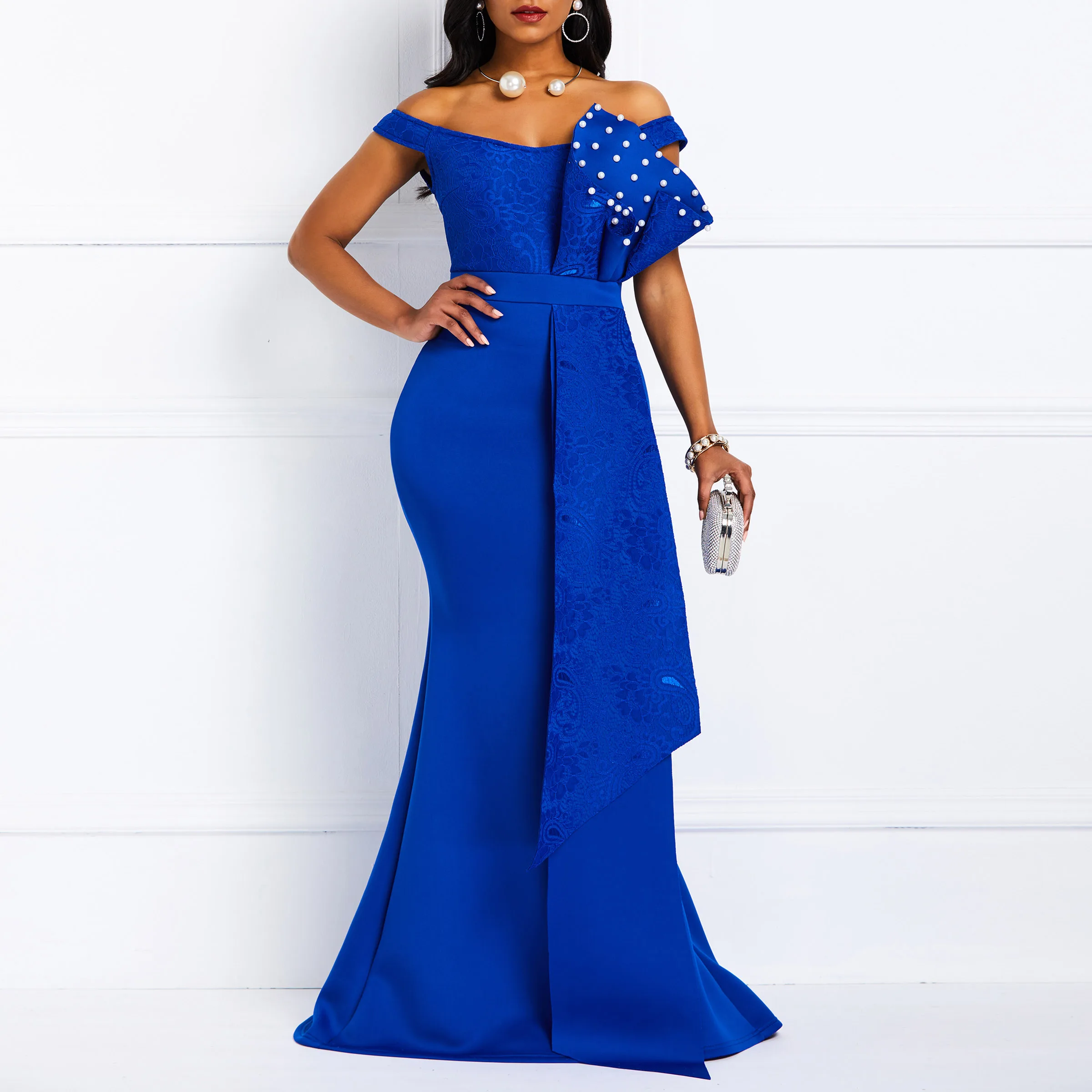 Blue Elegant Evening Party Dress Sexy High Split Mermaid Long  Dresses Floor Length Spaghetti Straps Women Wedding Formal Gowns plus size evening gowns