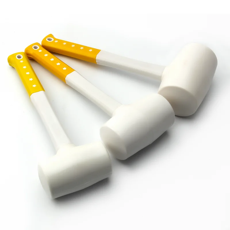 Heavy Duty 1Pcs White Rubber Hammer Ceramic Tile plastic glue installation hammers 55mm 60mm 70mm Diameter with Non-slip Handle 5