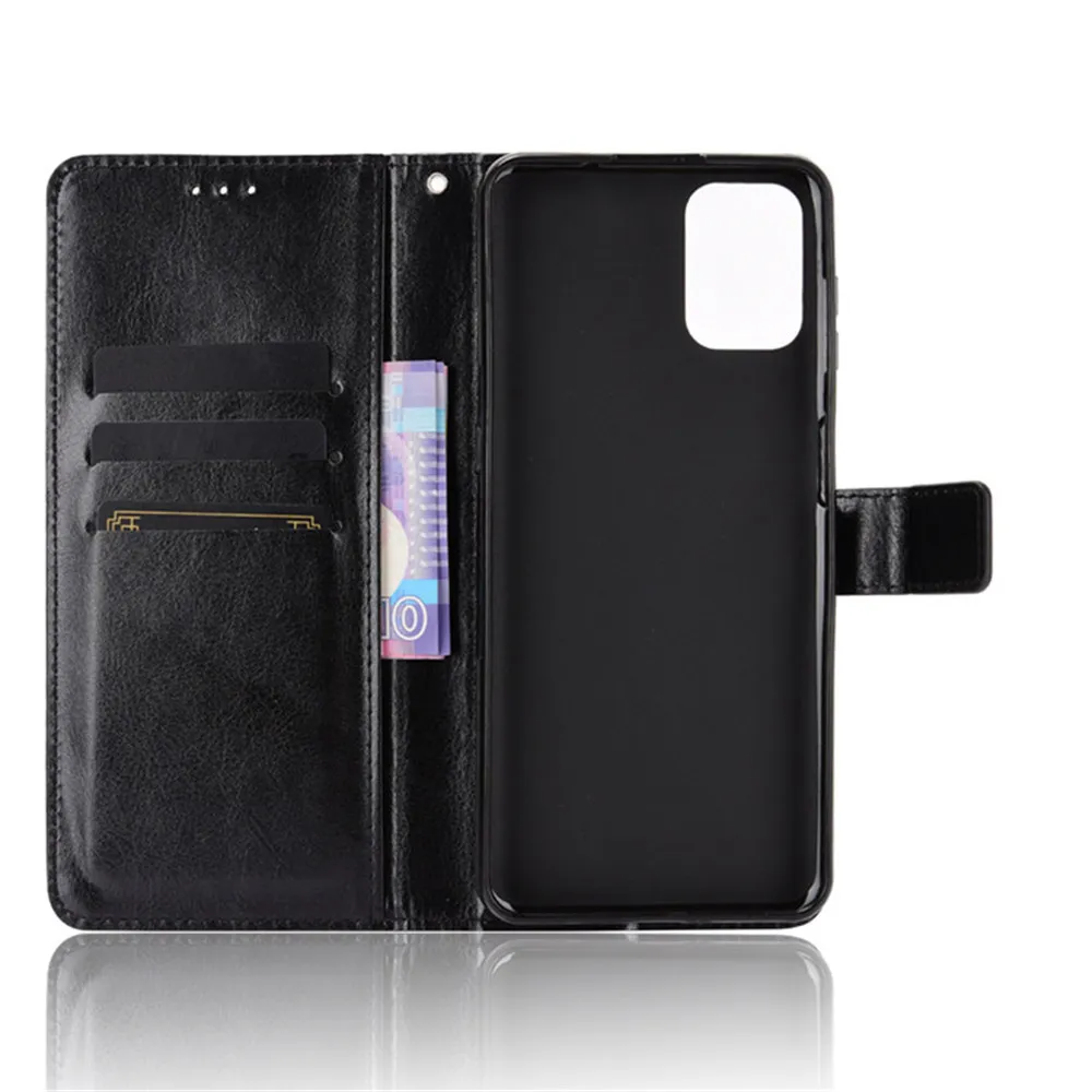 Luxury Flip PU Leather Wallet Case with Card Slots and Lanyard Stand in Black
