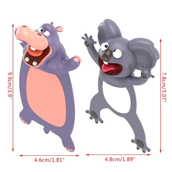 

3D Stereo Cartoon Animal Bookmarks Cute Koala Hippo PVC Creative Book Markers M0XB