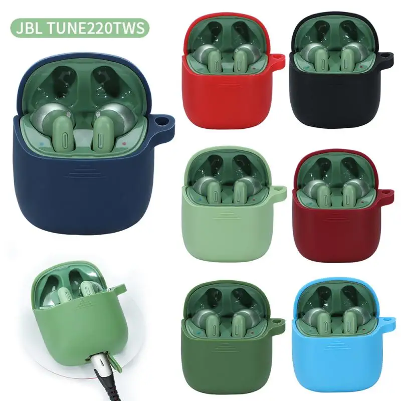 Силиконовый однотонный защитный чехол TWS для Bluetooth гарнитуры Airpods Apple JBL Tune 220