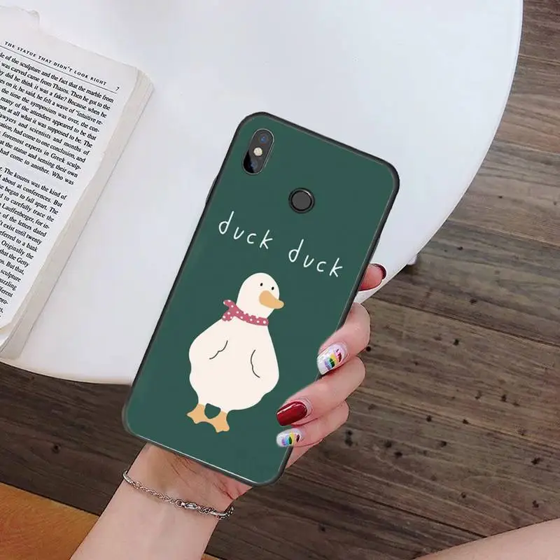 Cute cartoon duck couple bff Phone Case For Xiaomi Redmi note 4 5 8 T 9 10 S 6 7 A 4X Mi A2 K20 K30 Lite pro promax xiaomi leather case chain