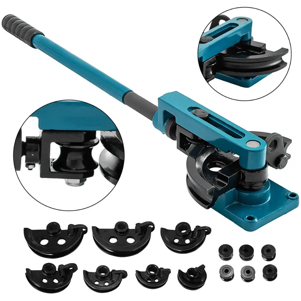 VEVOR Pipe Tube Bender 3/8 to 1 Inch 10-25mm Manual Tube Bender with 7 Dies Set Heavy Duty Tube Bender Bending Machine