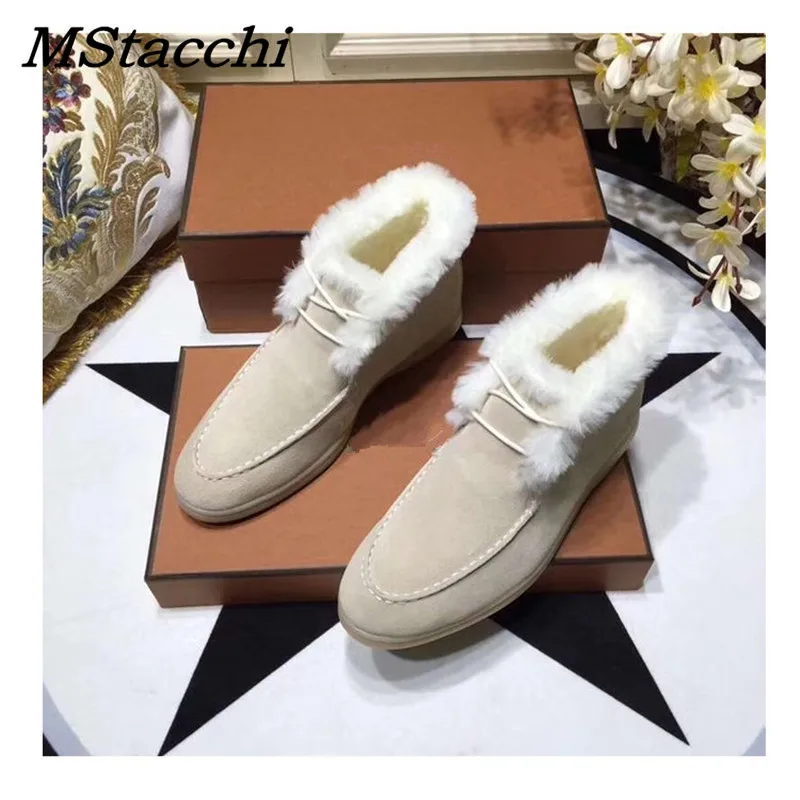 Mcacchi/Лидер продаж; женские ботильоны для женщин; замшевые зимние ботинки на шнуровке; зимняя удобная обувь на плоской подошве; женские шерстяные ботинки