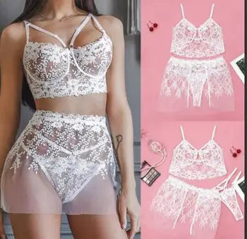 

Sexy Lace Underwear Set For Women Kigurumi Home Clothes Nightie Thin Plus Size Babydoll G-string Lace Thong Underwear Nightwear
