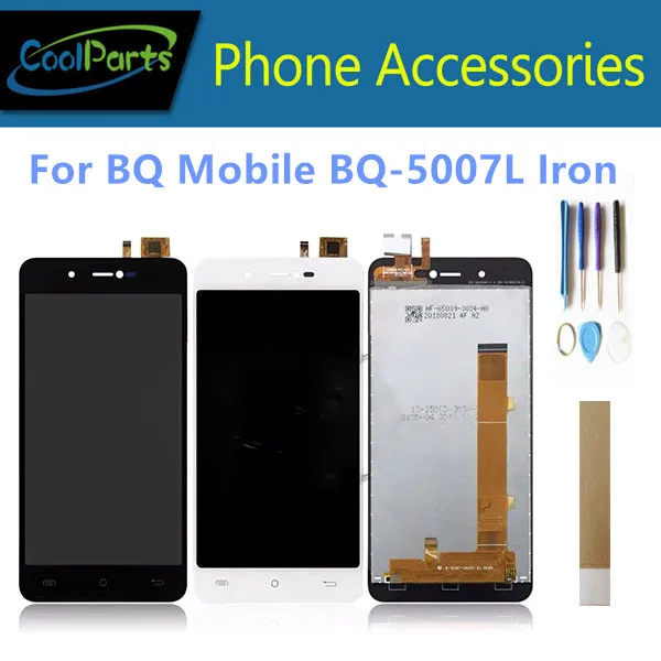 

5.0" For BQ Mobile BQ-5007L Iron BQ 5007L LCD Display With Touch Screen Sensor Digitizer Assembly Black White With Tools Tape
