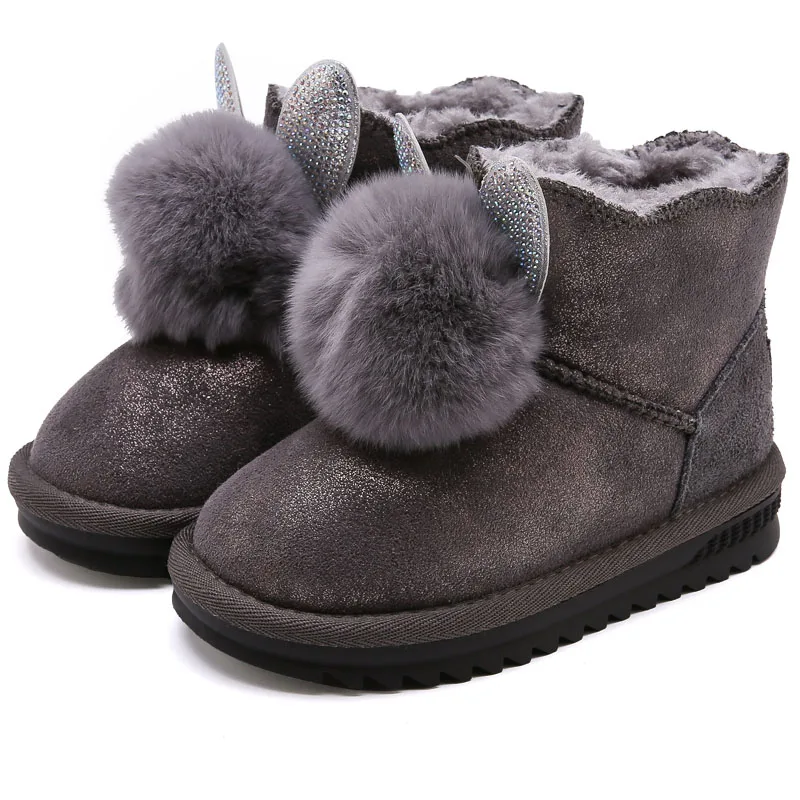 Kids Boots Winter Baby Girls Snow Boots Kid New Sweet Princess Fur Shoes Children Fashion Warm Non-slip Ankle Short Boots