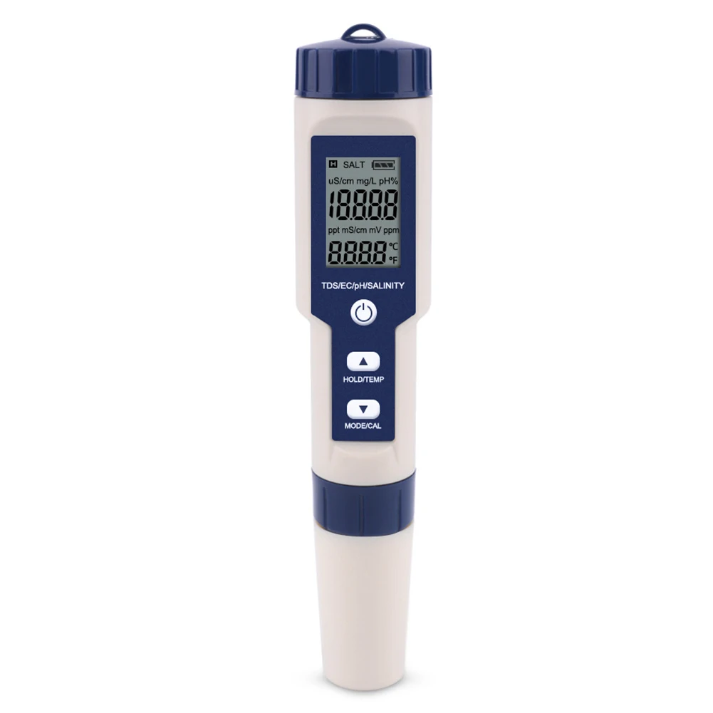 

PH Meter TDS Digital 5 In 1 Leveling Accurate Salinity Measuring EC Monitor Aquarium Water Quality Tester Multifunctional