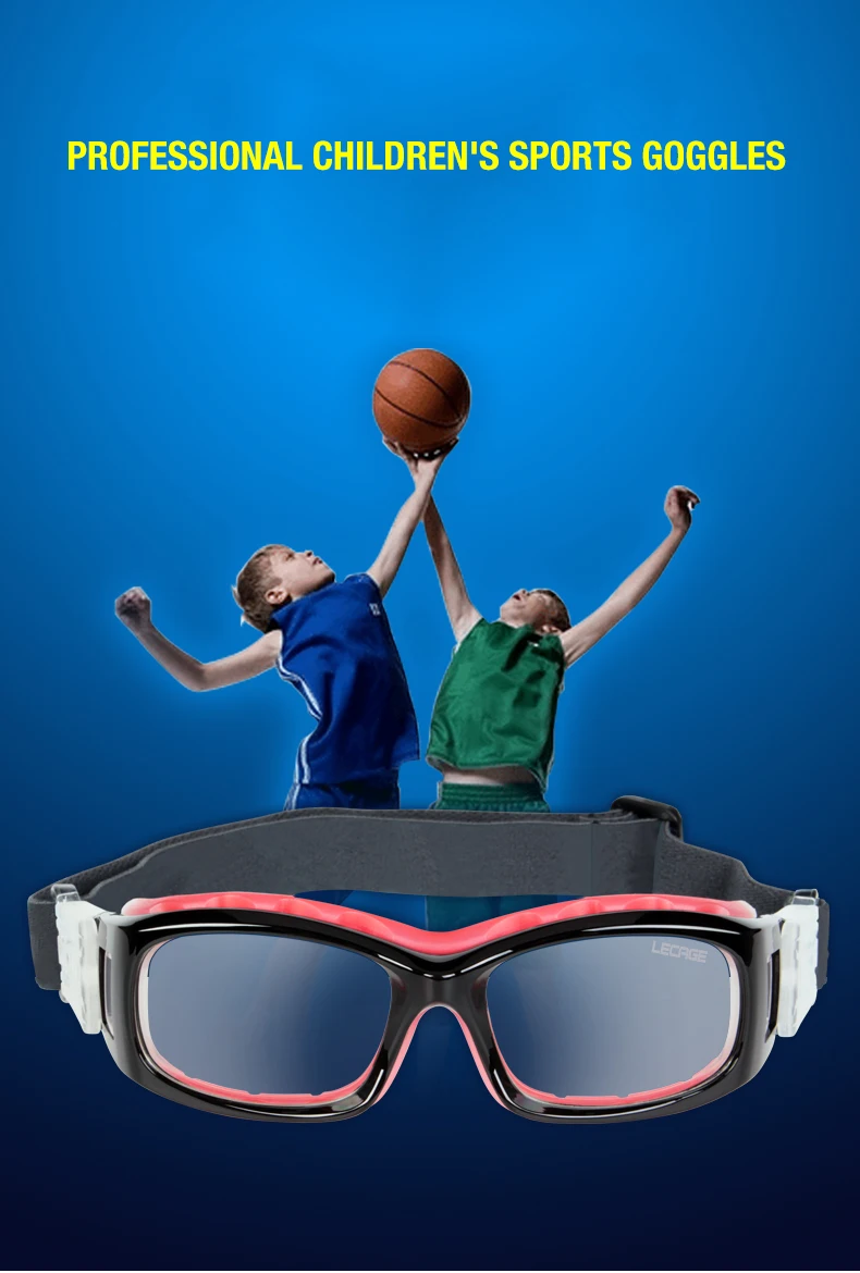LECAGE Профессиональные детские баскетбольные очки Анти-туман Спорт на открытом воздухе может быть оснащен близорукостью мужской рамой футбол