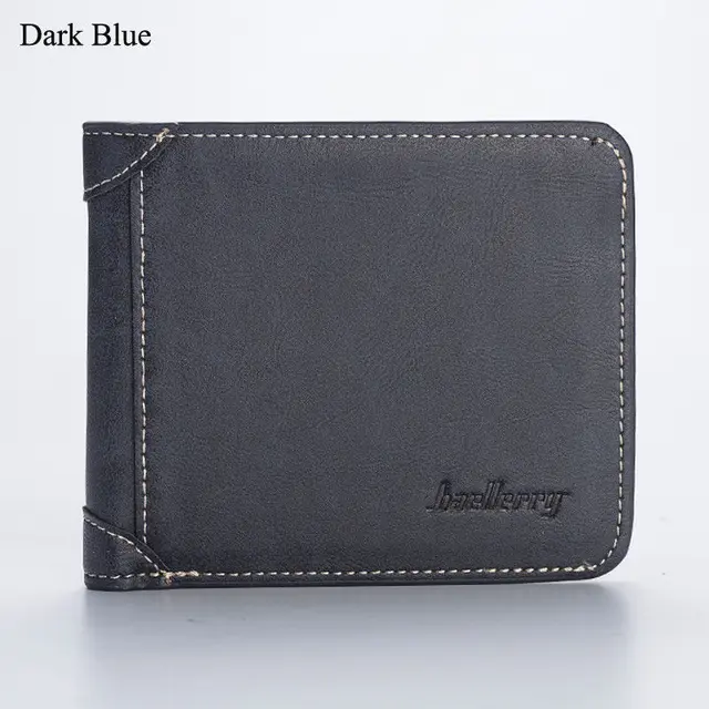 Men's Wallet Foldable Small Money Purses Leather Wallet Luxury Billfold Hipster Cowhide Credit Card/ID Holders Style B Blue
