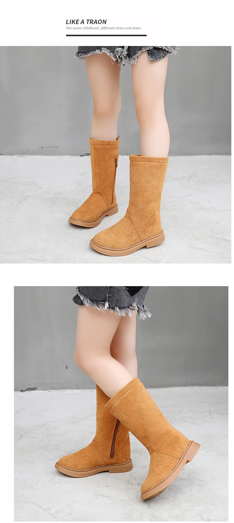 Shoes Girls Fashion Winter Boots for Girls Autumn Vintage Warm Flock Snow Yellow Boot Baby Girl Litter Big Kids Shoes