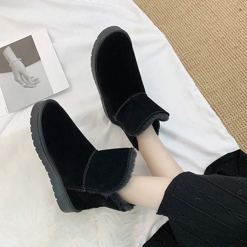 Boots Female Women Shoes Ankle 2020 Winter Warm Boots Feminine British Style Flock Flat Platform Booties Femenino Botas De Mujer Boots Female Women Shoes Ankle 2020 Winter Warm Boots Feminine British Style Flock Flat Platform Booties Femenino Botas De Mujer