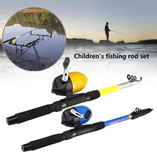 Детская рыболовная телескопическая рыболовная удочка, катушка комбинированный полный комплект, спиннинговая катушка, набор рыболовных снастей, приманки, крючки, сумка, рыболовные аксессуары