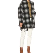 Женское пальто осень и зима классическое клетчатое шерстяное длинное пальто