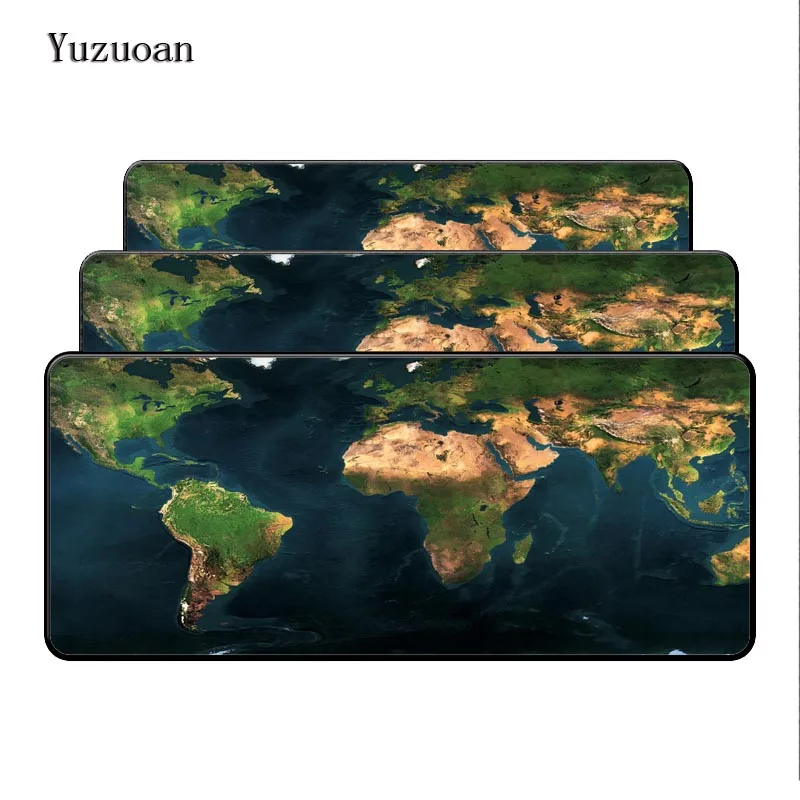 

Yuzuoan World Map rubber Edge mouse pad large Overlock mouse mat desk mats big mousepads gaming rug XL for office work/ gaming