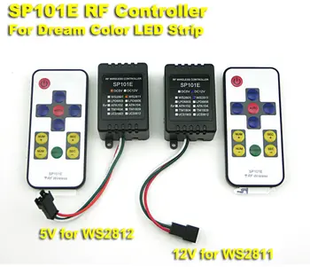

SP101E RF Controller for DC5V WS2812 DC12V WS2811 Dream Color LED Strip Light,20pcs/lot