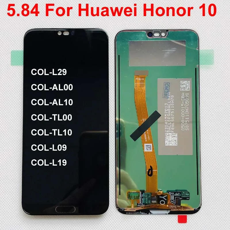 100% протестированный 5 84 для Huawei Honor 10 honor10 COL L29 Полный ЖК дисплей + сенсорный экран