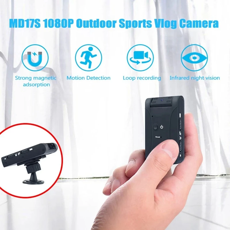 MD17S 1080P наружная Спортивная Vlog камера 180 ° датчик движения Бытовая видеокамера