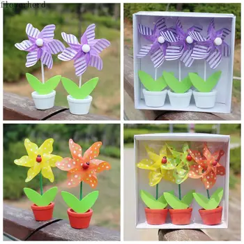 

New Boxed Flower Pot Colorful Plastic Windmill Creative Children's Toys Kindergarten Event Decoration Garden Decoration Flowers