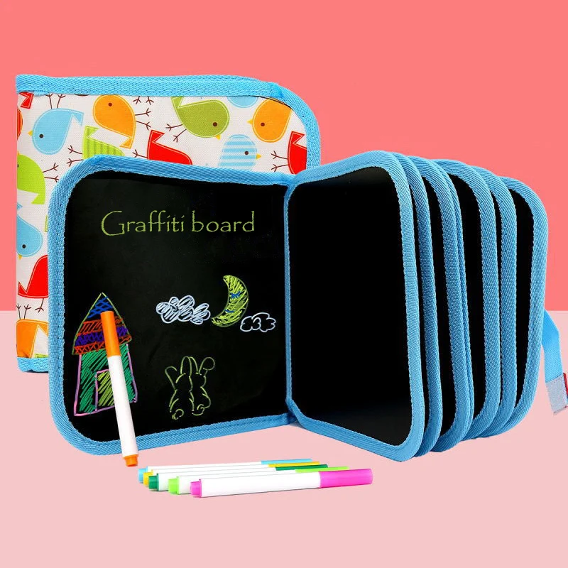 Baby Black Drawing Board With Magic Pen Montessori Toys Painting Tools Coloring Book Erasable Water Chalk Early Learning Aid | Игрушки и