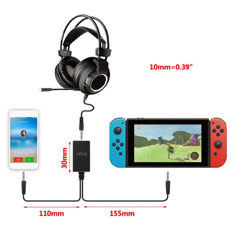 PG-9176 2 в 1 аудио конвертер адаптер разъем для N-Switch консоли наушники для общения D08A