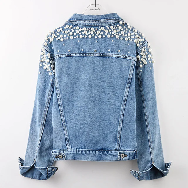 price cut  Rlyaeiz Chaquetas Mujer Autumn Europe Fashion Streetwear Denim Jacket Women Hand-studded Beading Sh