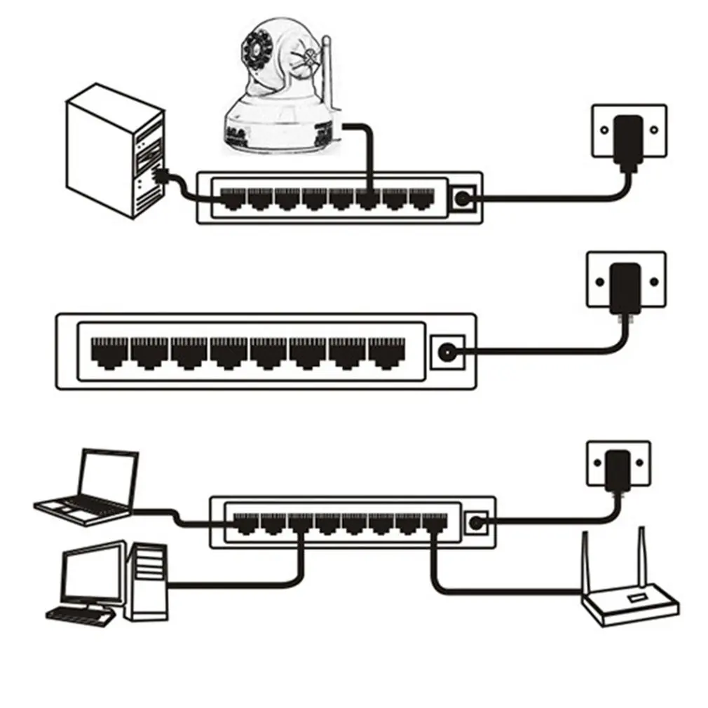 8-Порты и разъёмы Беспроводной сетевой коммутатор Gigabit Lan Poe коммутатора Ethernet адаптер 8-Порты и разъёмы полный гигабитный Ethernet-коммутатор
