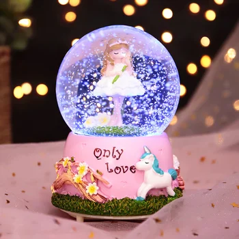

Pink Girl Snow Globe Music Gifts Box Bola De Cristal Con Nieve Gift Schneekugel Snowball Diy Sneeuwbol Snow Globes Ball Glass