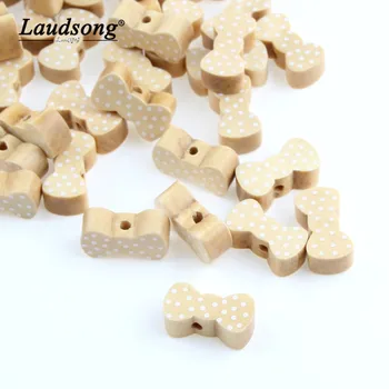 

30PCS 21x11x7MM Natural Wooden Tie Shape Wooden Beads For Baby Teether Chain Making DIY Children Toy Loose Spacer Beads
