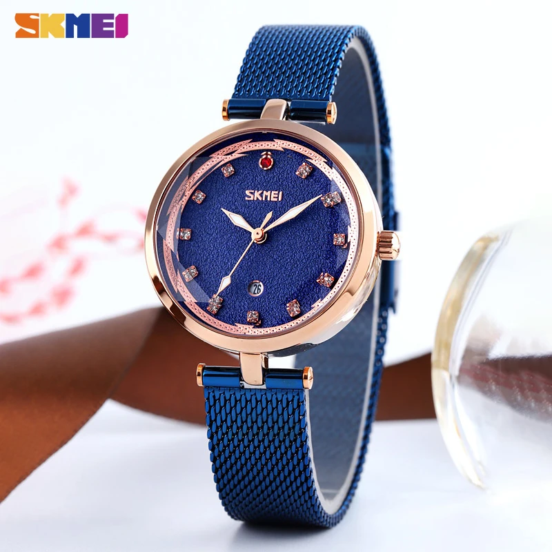 Skmei クォーツ腕時計 女性用3次元時計 スチールメッシュブレスレット 女性用アナログ時計 レディース腕時計 Aliexpress