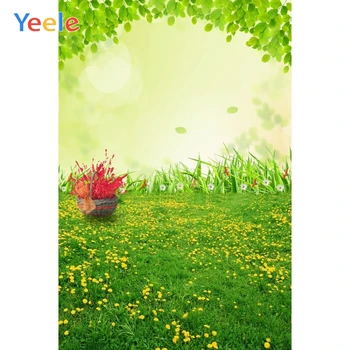 

Happy Easter Spring Flower Leaves Green Grassland Baby Backdrop Photography Photographic Background For Photo Studio Photophone
