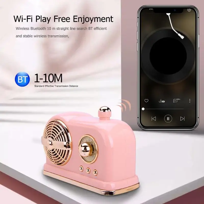 Portable Retro Bluetooth Speaker Wireless Mobile Audio Loudspeaker with Mic Outdoor Speaker Support U disk TF card Radio Music