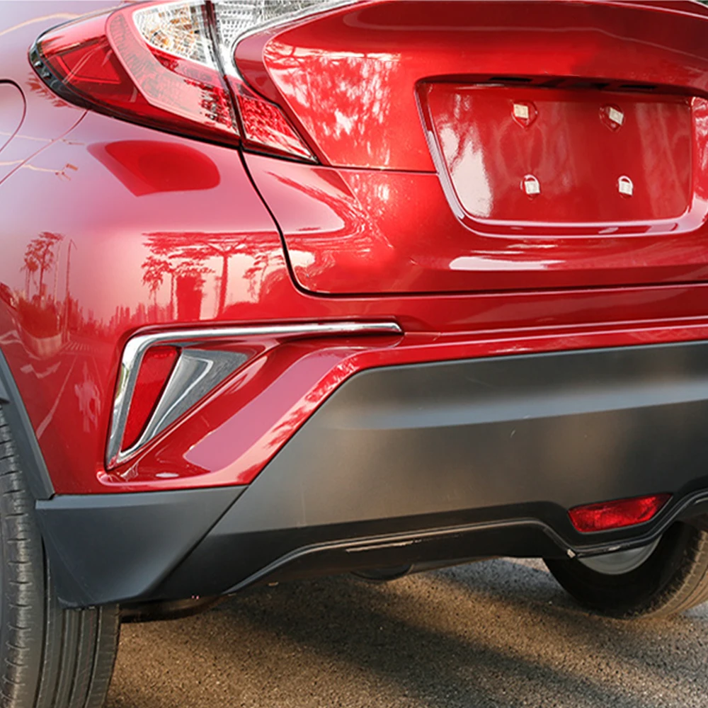 Для Toyota C-HR ЧР углеродного волокна спереди и сзади туман светильник крышка планки бампер противотуманные лампы под давлением хромированная отделка