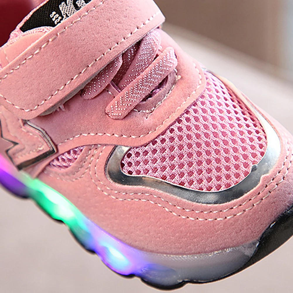 Shiny Baby Children Shoes Kids Led Flash Sneakers Spring Autumn Fashion Sequin Sneakers Toddler Girls Princess Lightning Shoes