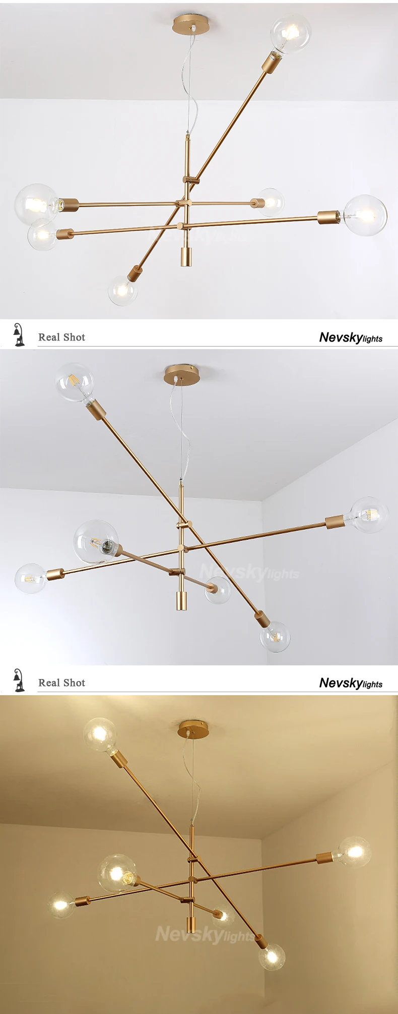 Modern gold chandeliers lighting living room Glass pendant lamp bedroom minimalist chandelier dining gold Rod Fixtures led lamps