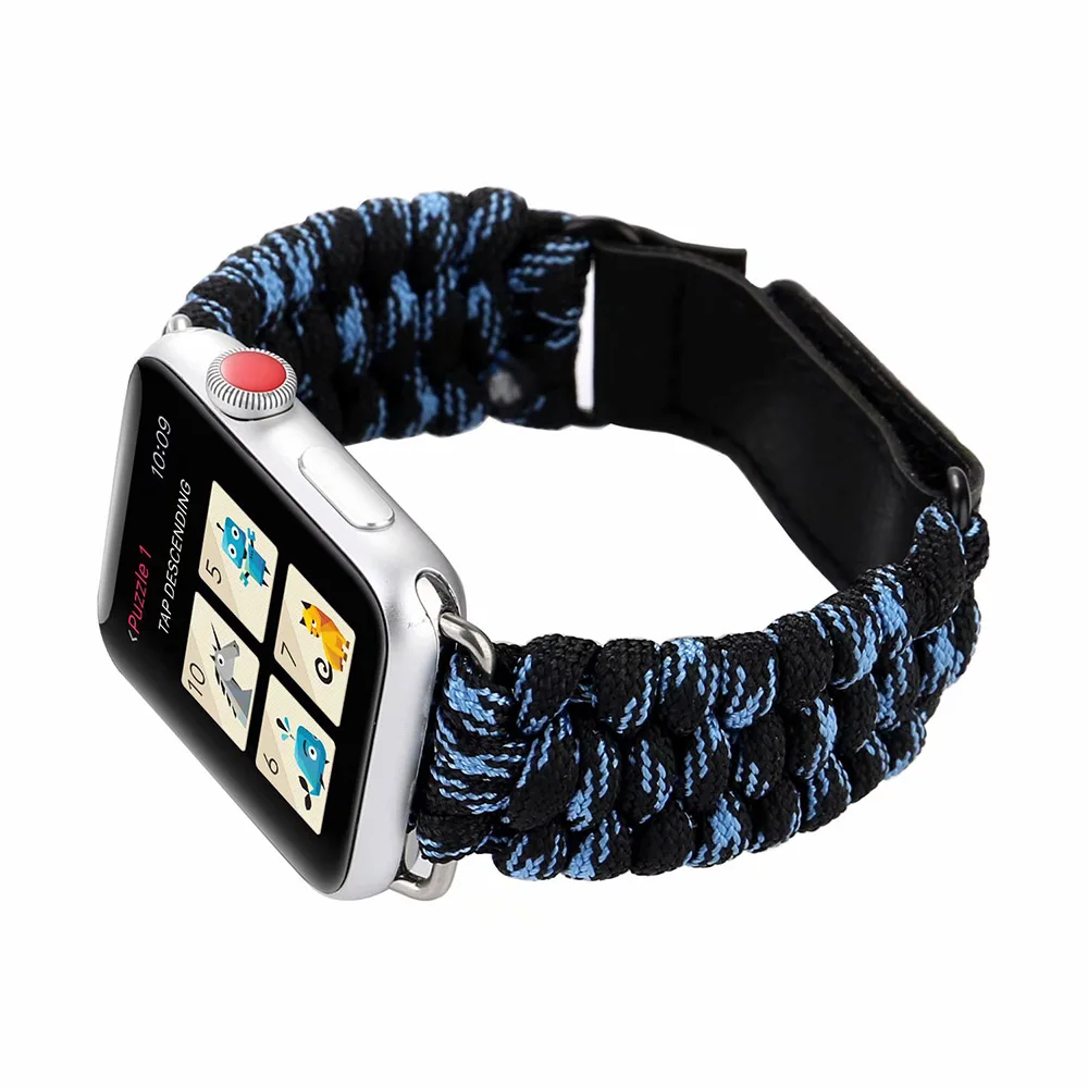 Парашютная веревка USB кабель с нейлоновой оплеткой спортивный браслет для наручных часов Apple Watch, версии 44/40/42/38 ремешок для часов, мм аксессуар для наручных часов iWatch серии 5 4 3 2 1
