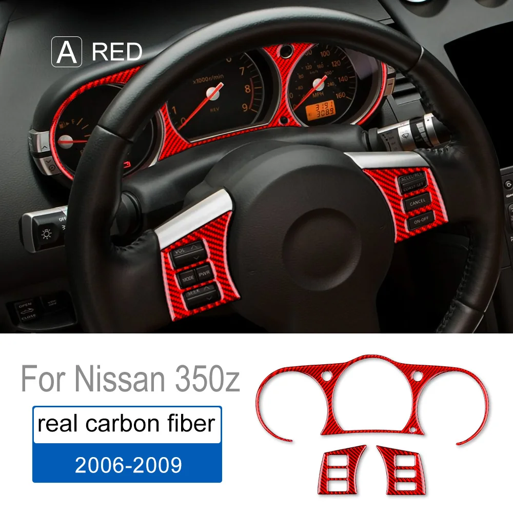 2stk Kohlefaser Lenkrad Knopf Abdeckung Blende Dekor passt für Nissan 350Z
