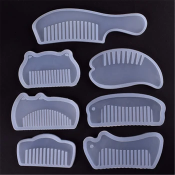 

Handmade Silicone Comb Resin Mold Crystal Epoxy Makeup Mirror Flower Pattern Drop Gum Mold Jewelry Making Tool Hair Accessories