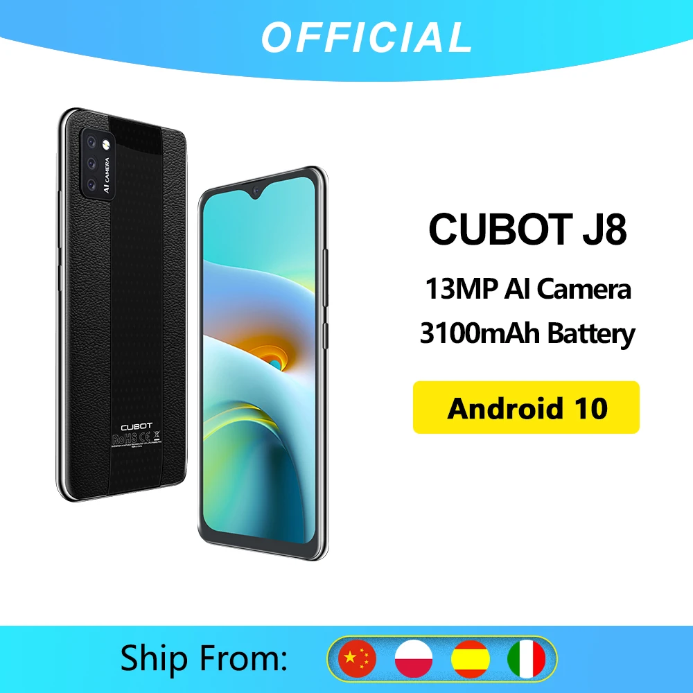 Cubot J8 Smartphone 5,5 pulgadas Triple Cámara Android 10 tarjeta SIM Dual teléfono 3100mAh batería de la Batería 2GB RAM + 16GB ROM 3G teléfono Android