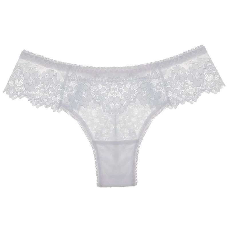 Women Lace Panties Low-waist Embroidery Thong Transparent Hollow out Female Underwear