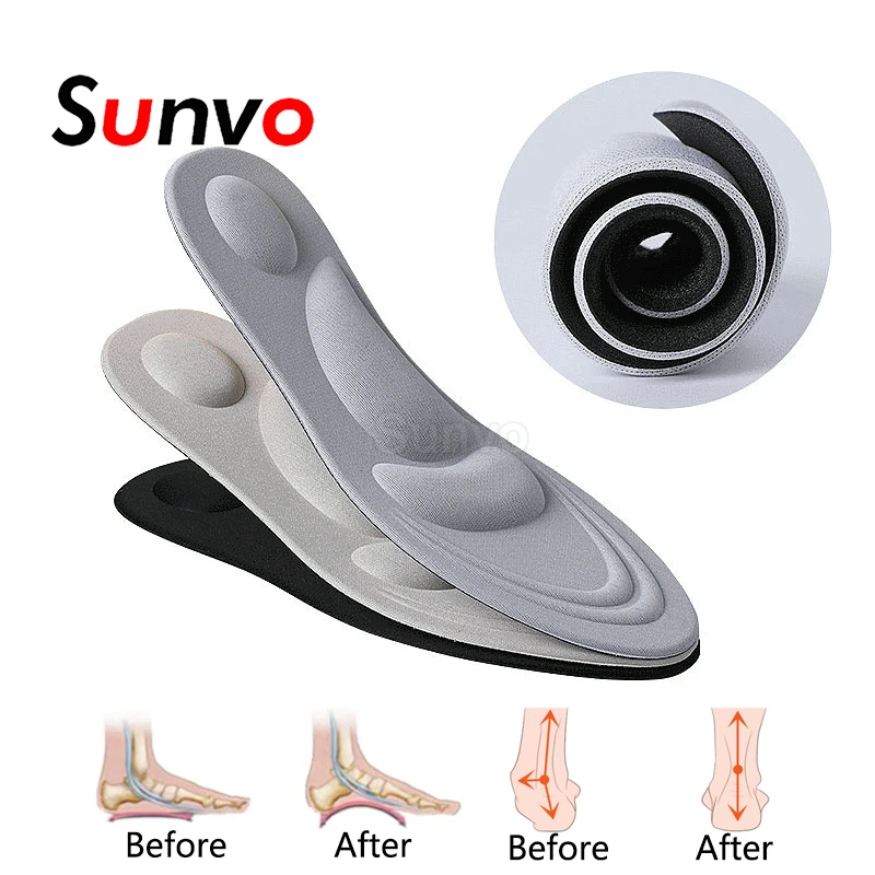 

Sunvo Breathable Orthopedic Insoles for Men Women Running Shoes Memory Foam Insole Flat Foot Arch Support Deodorant Shoe Pads
