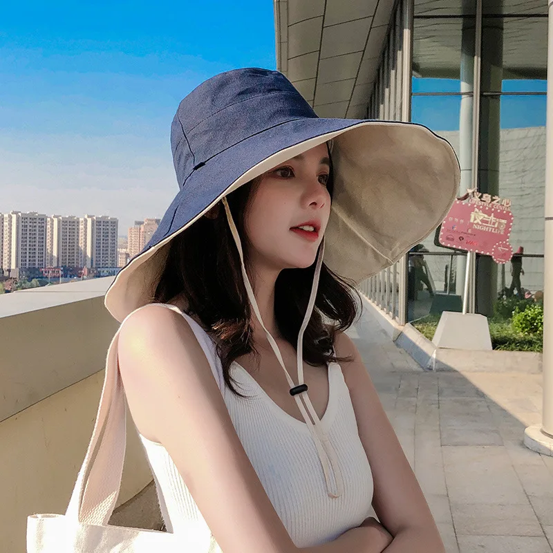 Oversized hat eaves fisherman hat Korean version of the sun hat women's sun protection face day hundred hat summer
