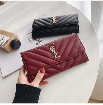 

2020 New Ladies Wallet High Quality PU Women's Bag Linger Long Wallet Casual Clutch Wallet Multi Card Folding Fashion Card Bag