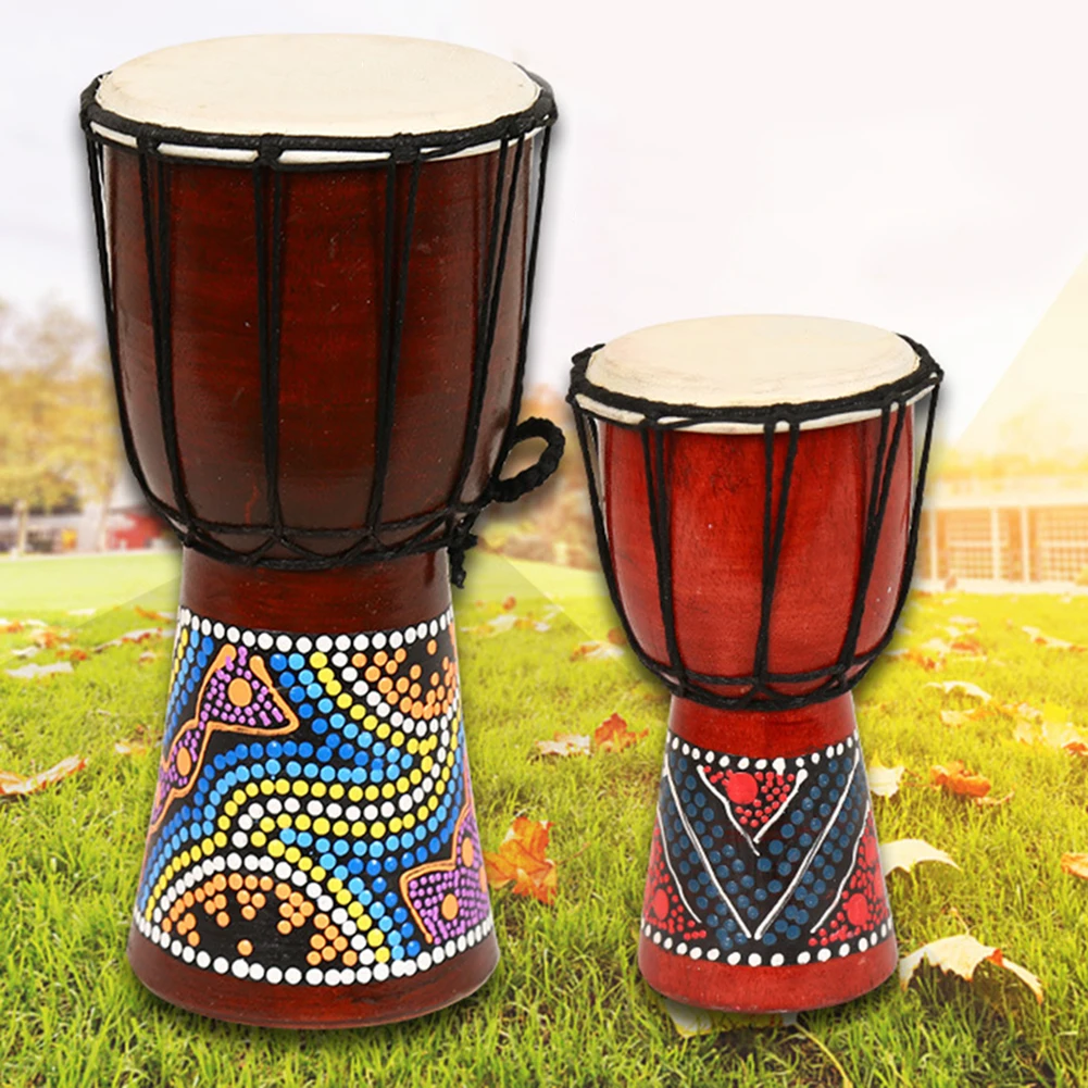 4 pouces 6 pouces professionnels traditionnels africain djembé tambour bois de chèvre peau bongo bois bon sonore instrument de musique Color : 4 Inch 